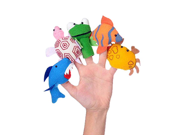 محتویات داخل جعبه بازی عروسک انگشتی حیوانات دریایی شادی رویان