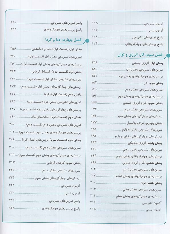 فهرست کتاب سه بعدی فیزیک دهم رشته ریاضی الگو