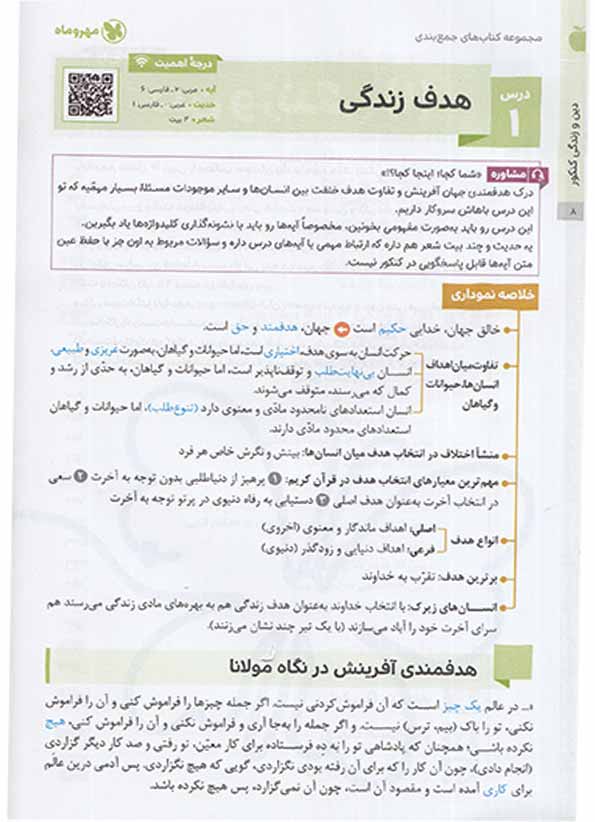 فهرست کتاب جمع بندی دین و زندگی جامع کنکور رشته انسانی مهروماه نو