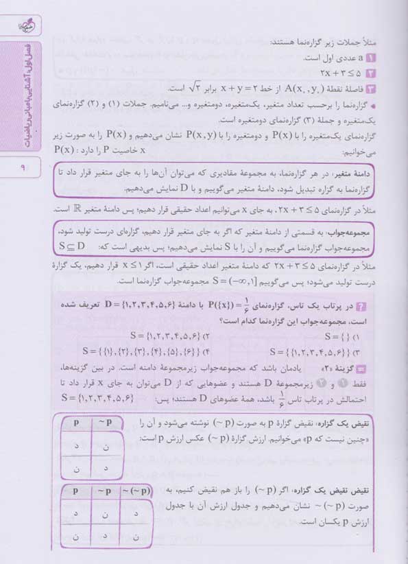فهرست کتاب جمع بندی گسسته و آمار و احتمال جامع کنکور خیلی سبز