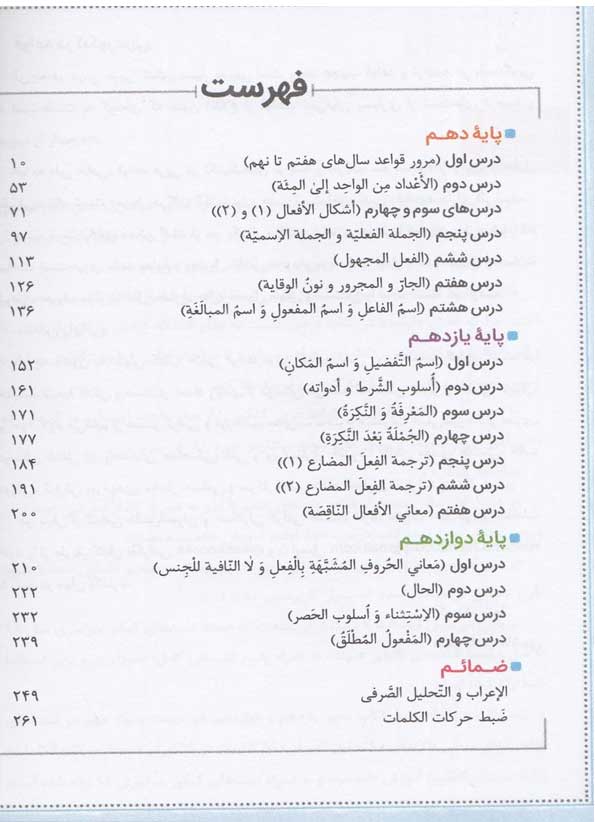 فهرست کتاب جی بی قواعد عربی جامع خیلی سبز