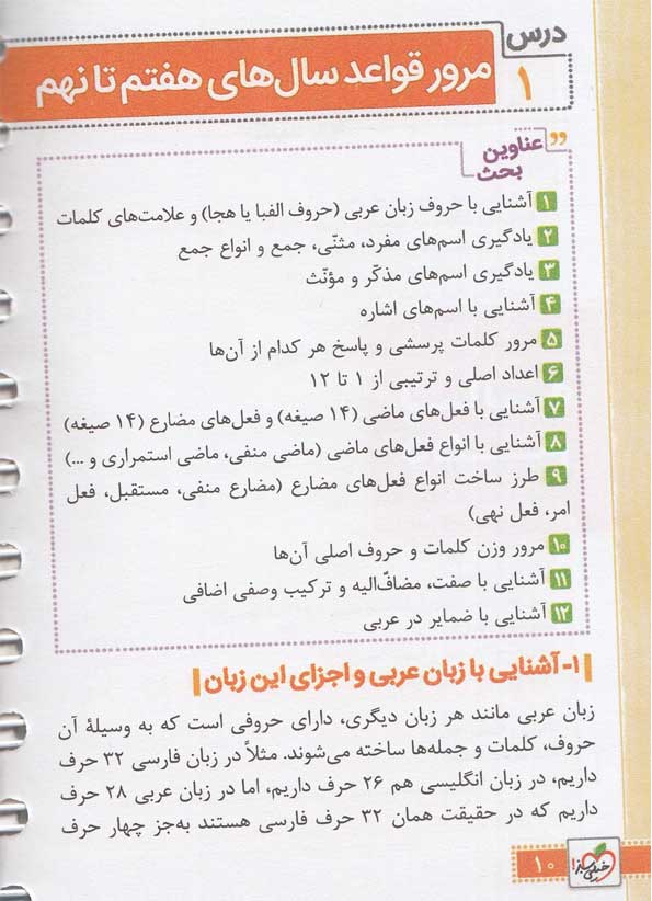 فهرست کتاب جی بی قواعد عربی جامع خیلی سبز