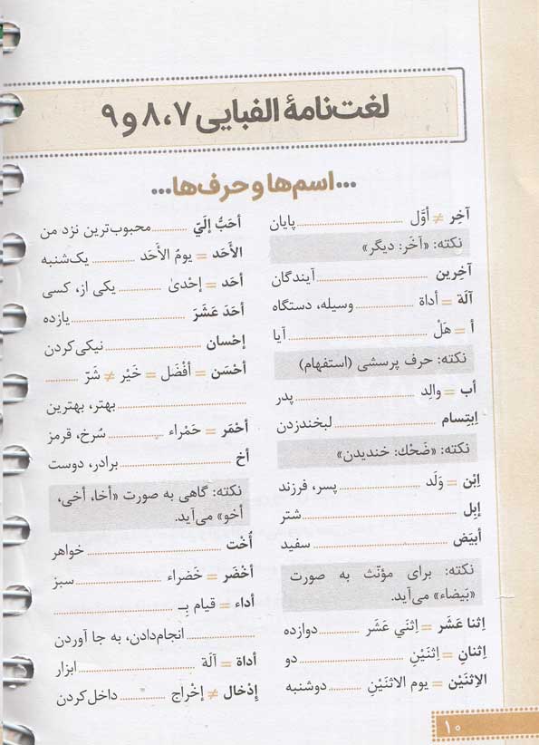 فهرست کتاب جی بی لغت نامه عربی کنکور رشته انسانی خیلی سبز