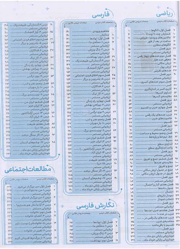 فهرست کتاب دروس طلایی کرونایی سوم دبستان کاگو