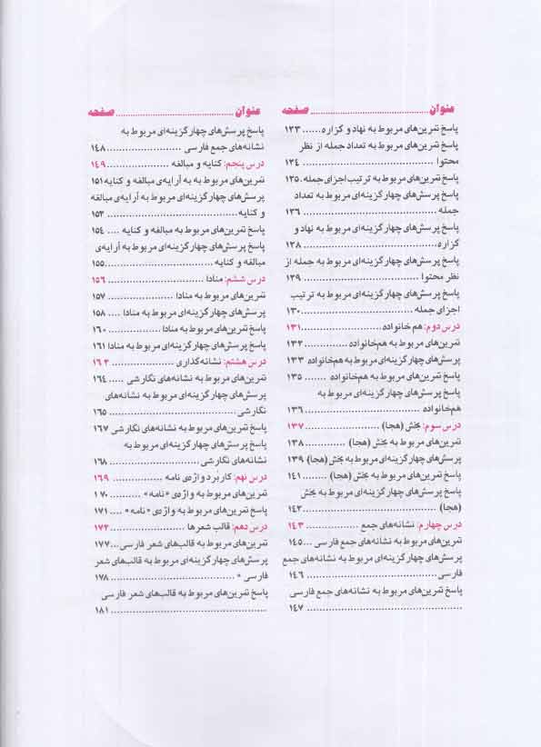 فهرست کتاب فارسی جامع ششم ابتدایی مبتکران 