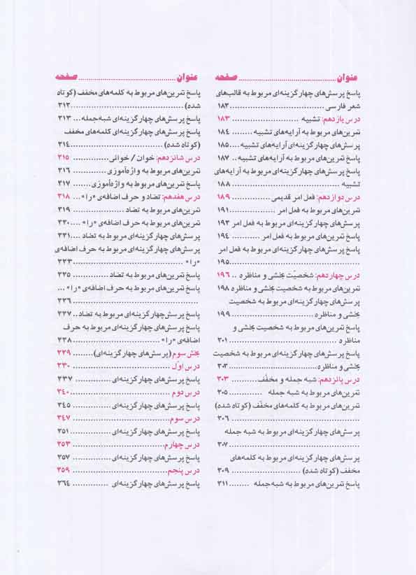 فهرست کتاب فارسی جامع ششم ابتدایی مبتکران 