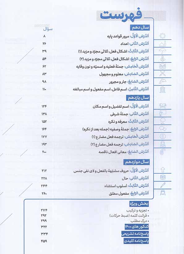 فهرست کتاب کتاب عربی جامع کنکور مهروماه نو