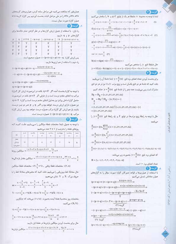 فهرست کتاب آبی ریاضی و آمار یازدهم قلم چی